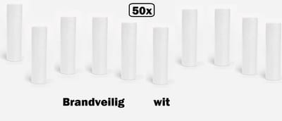 50x Papier rollen serpentines wit - BRANDVEILIG - Carnaval festival optocht feest party serpentine