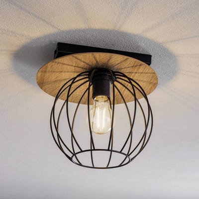 SIGMA Plafondlamp Malin, houten kap rond, 1-lamp
