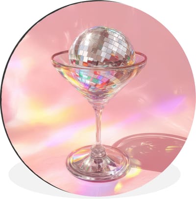 WallCircle - Wandcirkel - Muurcirkel - Martiniglas - Discobal - Fonkelende lichtvlekken - Aluminium - Dibond - 30x30 cm - Binnen en Buiten