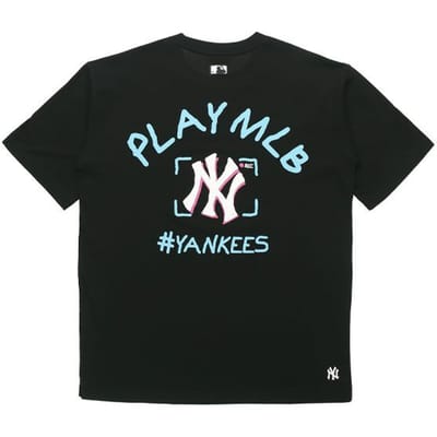 MLB Play Series New York Yankees Bedrukt T-shirt met Korte Mouwen Unisex Tops Zwart 31TS06031-50L M white