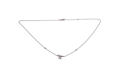 Witgouden collier - 18 karaat - diamant 0.13 crt. totaal - Gewicht 2.5 gram - Lengte 42/45 cm - uitverkoop Juwelier Verlinden St. Hubert – van €975,= voor €595,=