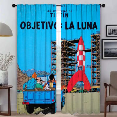 Schaduwen Avonturen van Kuifje Gordijnen voor Woonkamer Gordijn voor Kamer 2 Panelen Halloween Decoratie Huis Interieur Gordijnen Kind W96xH137cmx2pcs-CL