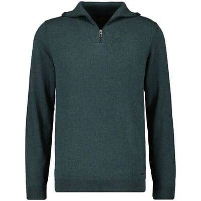 Ragman Trui Zip Collar Knitted Cotton Cashmere Donker Groen Melange / male