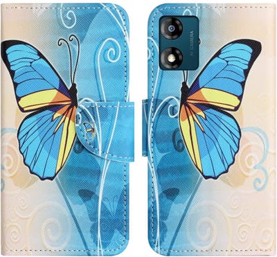 Coverup Hoesje - Geschikt voor Motorola Moto E13 Hoesje - Coverup Book Case - Blauwe Vlinder