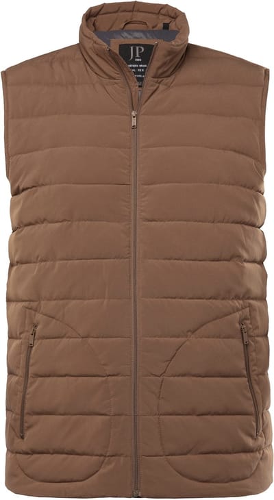 JP 1880 - Heren - Doorgestikte bodywarmer donslook opstaande kraag - Hout bruin - Maat 3XL
