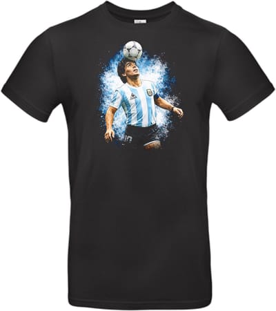 T-shirt zwart met opdruk van het Argentijnse voetbal icoon Diego Maradona maat S van Shirtmakelaar