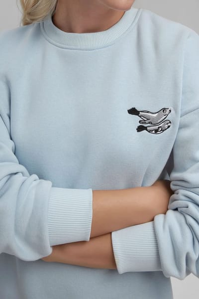 Comfort Dierpatroon Geborduurd Verhoogd Ronde Hals Sweatshirt