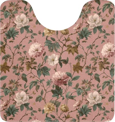 WC mat met uitsparing 55x60 cm - Antislip - Bloemen - Klassiek - Roze - Toiletmat met uitsnijding - Vloermat - Douchemat - Toilet tapijt - Toiletmatten