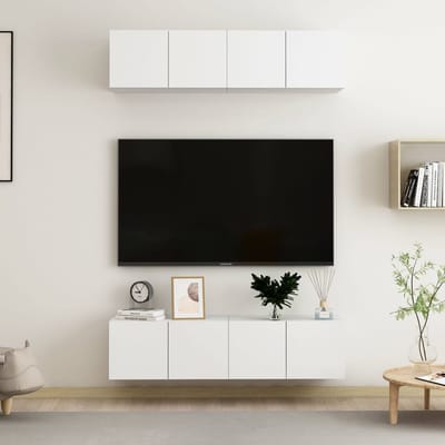 vidaXL - Tv-meubelen - 4 - st - 60x30x30 - cm - bewerkt - hout - wit