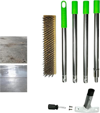 Draadborstel Schrobbezem - Vloerreiniger Terrasborstel - Hardnekkig Vuil Verwijderen - Verstelbare Telescoopsteel - 160 cm Lengte - Niet gespecificeerd