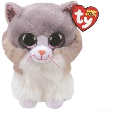 Ty - Beanie Buddy Asher Cat - Knuffel van 24 cm - Wit, Roze, Beige