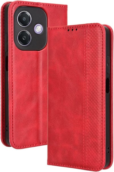Coverup Hoesje - Geschikt voor OPPO A40 / A40m / A60 5G Hoesje - Coverup Vintage Style Book Case - Rood