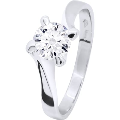 Solitaire Diamond 0,50 Cts 4 Claws White Gold 18 Karaat