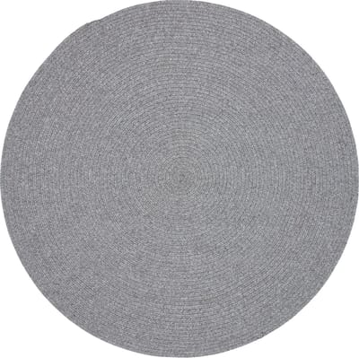 Vloerkleed voor binnen en buiten - Omkeerbaar - Sisal look - Weersbestendig - Woonkamer Balkon Keuken - Handgemaakt - Tuintapijt - Modern Boho Jute Stijl - Zilver - Ø120cm Rond