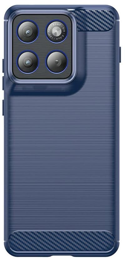 MobyDefend Hoesje - Geschikt voor Motorola Edge 70 - TPU Backcover - Geborstelde Metaal & Carbon-Look - Blauw
