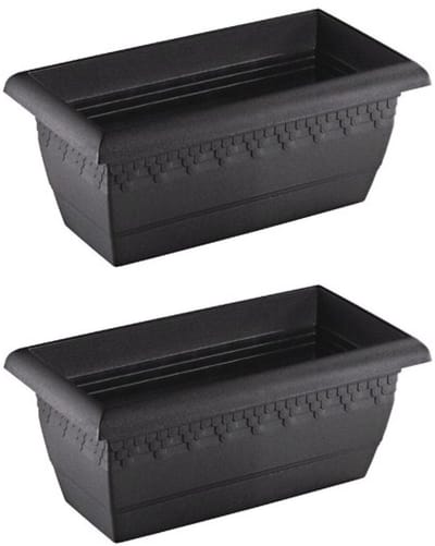 Hega Hogar Plantenbak - 5x - antraciet - rechthoek - kunststof - 40 x 20 cm