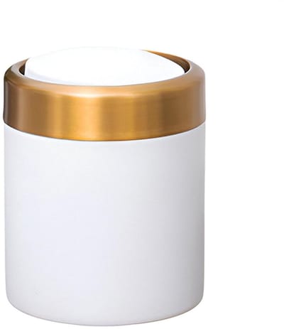 Afvalemmer Schommeldeksel - Tafelprullenbak - Bureau Opruimen - Roestvrij Staal - 15 Liter - Wit
