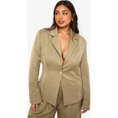 boohoo Dames Plus getailleerde blazer | Khaki | Maat: 16