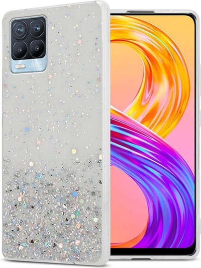 Cadorabo Hoesje geschikt voor Realme 8 4G / 8 PRO in Transparant met Glitter - Beschermhoes van flexibel TPU silicone met fonkelende glitters Case Cover Etui