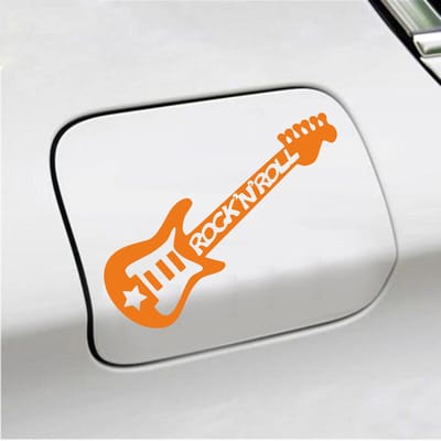 Bumpersticker - Gitaar Rock N Roll - 10,4 X 14,8 - Oranje