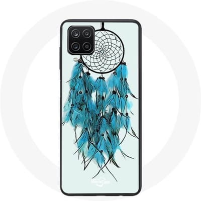 Samsung Galaxy A12 Hoesje Dream Catcher Blauw Witte Achtergrond
