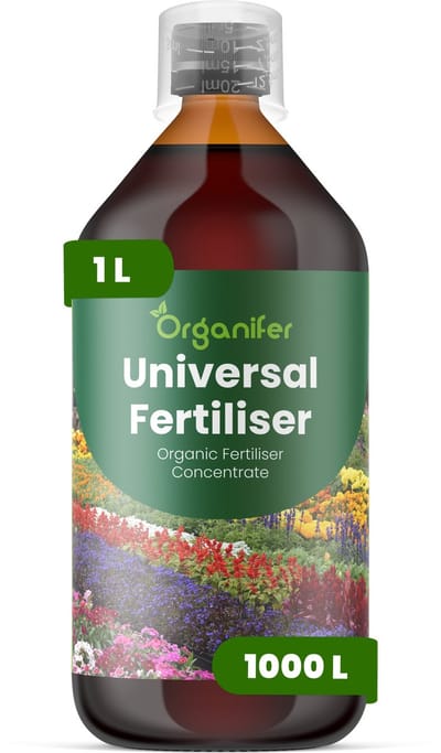 Vloeibare Universele Meststof 1 L Voor 1000 L - Npk 3-4-3 - Ondersteunt Een Gelijkmatige Groei - Geschikt Voor Groenten - Sierplanten - Gazon - Kruiden En Fruitplanten - Ideaal Voor Tuinen - Kassen - Potten En Vollegrond - Organifer