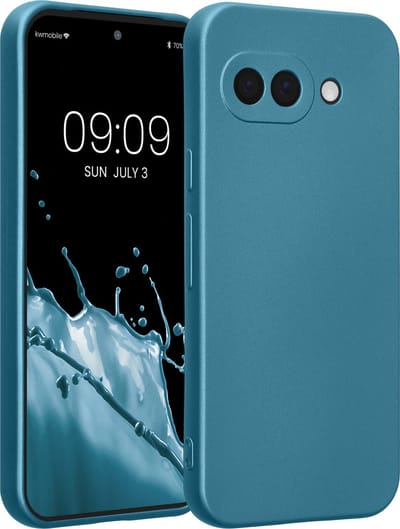 kwmobile metallic telefoonhoesje van TPU - geschikt voor Google Pixel 9a - Flexible case voor smartphone - In Metallic carabisch blauw