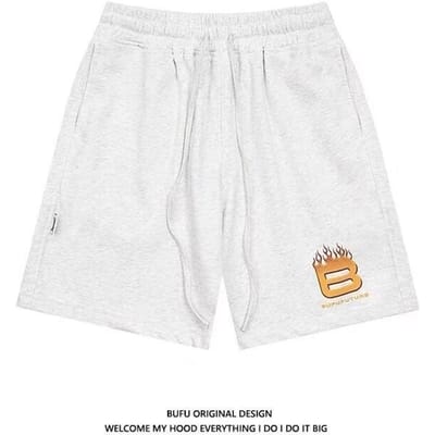 Eenvoudige Roze Shorts met Letterprint en Trekkoord Heren Zomer Nieuw Rechte Pasvorm Slim Casual Vijf-punts Broek One size white