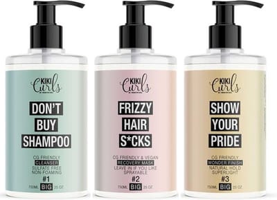 Kiki Curls 3x 750ml combi set | Voor krullen | Extra voordelig | #1 cleanser #2 mask #3 wonder finish