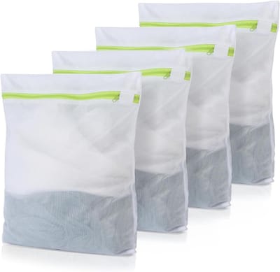 Set van 3 kleine linnen waszakken voor de wasmachine 23 x 30 cm - multifunctionele wasnetten voor delicate kleding - waszakken voor reizen en wasgoed - ideaal voor handwas en synthetische stoffen.