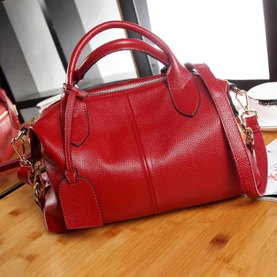 Echt Lederen Dames Tas Nieuwe Europese en Amerikaanse Boston Tas Handtas Crossbody Tas Schoudertas Retro gray