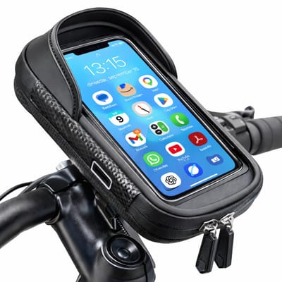 Telefoonhouder Fiets Fietstas Waterdicht, Bike Phone Holder Bag Fiets Motor Telefoonhouder Stuurtas 360 Rotatie met Regenhoes Opslagruimte Fietstelefoonhouder voor Smartphone tot 7 inch