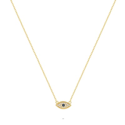 Twice As Nice Halsketting in zilver, oog met blauwe steen Goudkleurig 45cm+5cm