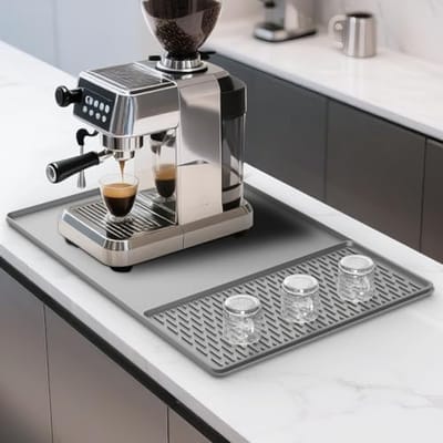 Koffiemat Siliconen - Barmat Afdruiprek - Keuken Beschermen - Morsbestendig Ontwerp - 60x40cm - Grijs