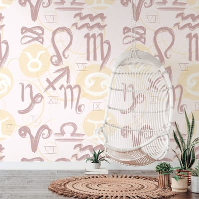 Fotobehang Profhome 391991-GU vliesbehang hardvinyl warmdruk in reliëf glad design mat crème geel roze bruin 1,59 m x 2,8 m
