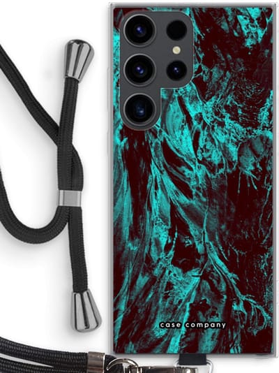 Case Company® - Hoesje met koord geschikt voor Samsung Galaxy S23 Ultra hoesje met Koord - Ice Age - Telefoonhoesje met Zwart Koord - Bescherming aan alle Kanten en Over de Schermrand