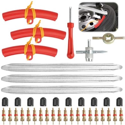 Montagehendels met Wielen en Velgbescherming voor Banden - 30 cm, Set van 3