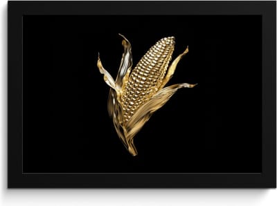 Fotolijst inclusief poster - Posterlijst 30x20 cm - Posters - Mais - Eten - Goud - Zwart - Foto in lijst - Keuken decoratie muur - Wanddecoratie accessoires - Muurdecoratie - Schilderijen