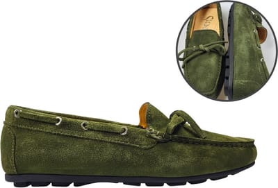 Stravers - Luxe Mocassins Maat 42 Donker Groen Dames Grote Maten Instappers