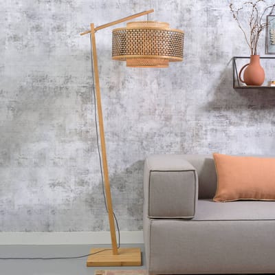 GOOD&MOJO Vloerlamp Bhutan - Bamboe/Zwart - 73x50x176cm - Scandinavisch,Bohemian - Staande lampen voor Woonkamer - Slaapkamer