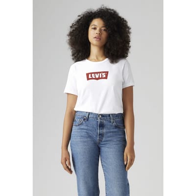 Levi's Graphic Iconic Tee Vintage Bw W/co White Maat: S | Tops Outlet | Dames | Wit