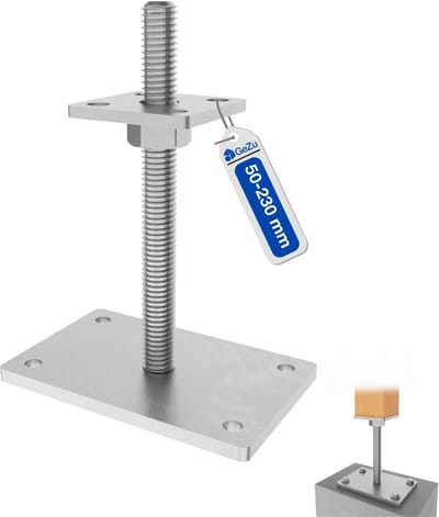 GeZu Impex Verstelbare Paalhouder Met Moer 100 x 100 mm Thermisch Verzinkt