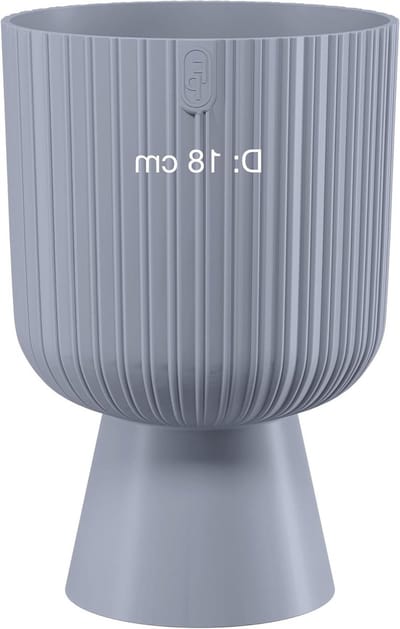 Ronde bloempot 18 cm met 3D-groeven, uv-bestendig voor binnen en buiten, inclusief uitneembare binnenpot