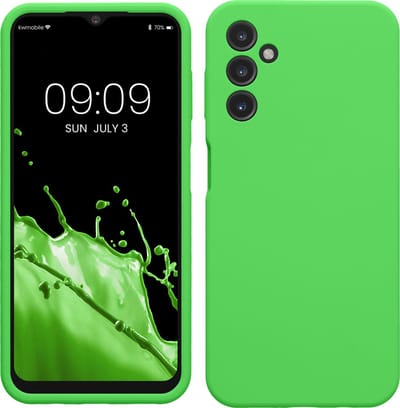 kwmobile telefoonhoesje geschikt voor Samsung Galaxy A14 5G - Hoesje met siliconen coating - Smartphone case in limoengroen