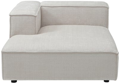 Vente-unique Chaise longue met linkerarmleuning in beige chenillestof RUZOLO