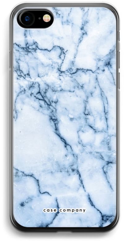 Case Company® - Hoesje geschikt voor iPhone SE 2020 hoesje - Blauw marmer - Soft Cover Telefoonhoesje - Bescherming aan alle Kanten en Schermrand