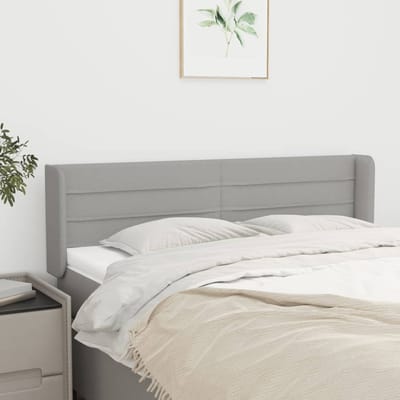 vidaXL - Hoofdbord - met - randen - 147x16x78/88 - cm - stof - lichtgrijs
