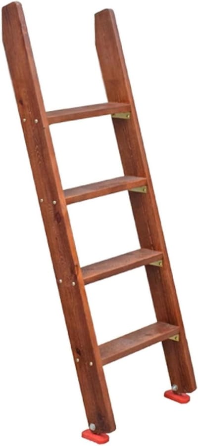 Stapelbedladder Hout - Zolderklimladder - Veilig Omhoog Klimmen - Afneembaar Haakontwerp - 120 cm Hoog - Bruin