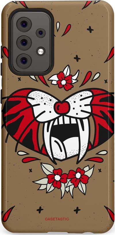 Casetastic hoesje geschikt voor Samsung Galaxy A52 (2021) 5G / Samsung Galaxy A52 (2021) 4G - Dubbellaagse bescherming - Wilde kracht - Fashion Case - Taupe Donkergrijs Bordeaux