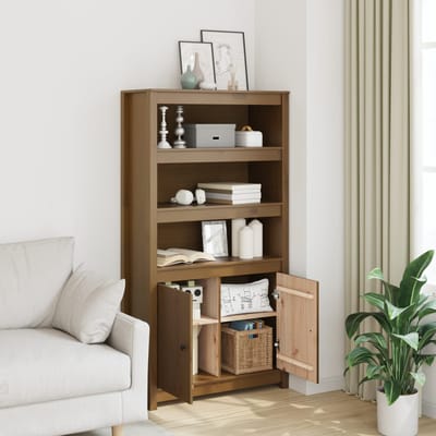 vidaXL - Hoge - kast - 80x35x154 - cm - massief - grenenhout - honingbruin